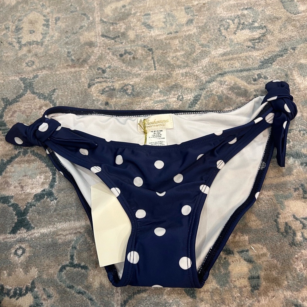 Navy Polka Dot Bikini Bottom